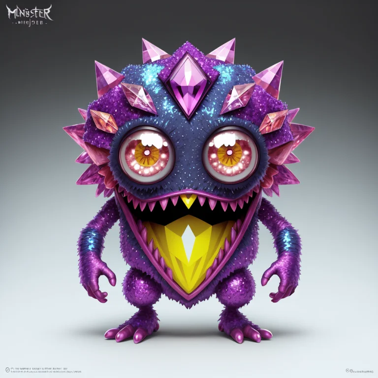 A Fantz Monster Design, Funny, Ultra Detailed, Crystal, Gem,...