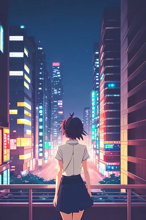 A Girl, Makoto Shinkai Style, Anime, Japan Animation Backgro...