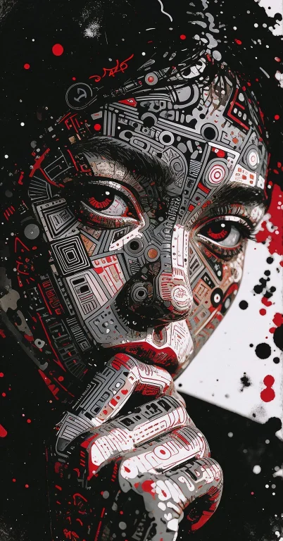The Image Is A Digital Art Piece That Appears To Be A Close-...
