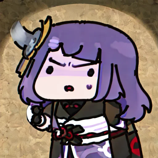 1girl, Raiden Shogun, Purple Hair, Angry, Lorachildrensdrawi...