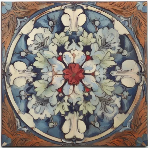 18th Century Portuguese Ceramic Tile Art, Depicting Beautifu... — Stable Diffusion AI Prompt: 18th century Portuguese Ceramic Tile Art, depicting beautiful flowers, intricate...
