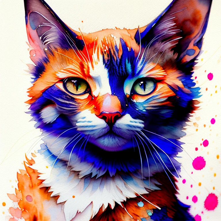 Wtrcolor Style, Digital Art Of Cat Character, Official Art,...