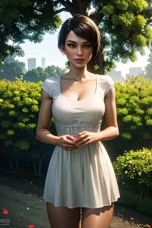 1girl, Cowboy Shot, Beautiful Ctwmn, Windblown White Sundres...