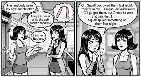 Please Generate Two Panel Final Fantasy 8 Comic Image In Van... — Stable Diffusion AI Prompt: Please generate two panel final fantasy 8 comic image in vanripper style. Settin...