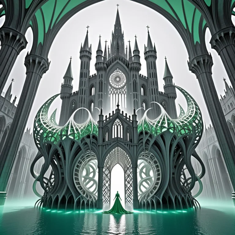 A Colossal Mythical Kraken Attacking A Sunken Gothic Castle...