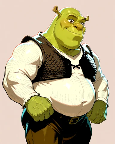 Mrvlrvls,ntrmixstyle, 2d, Illustration, Semi-toon Style, Shr... — Stable Diffusion AI Prompt: @mrvlrvls,@ntrmixstyle, 2d, illustration, semi-toon style, shrek, green skin, tu...