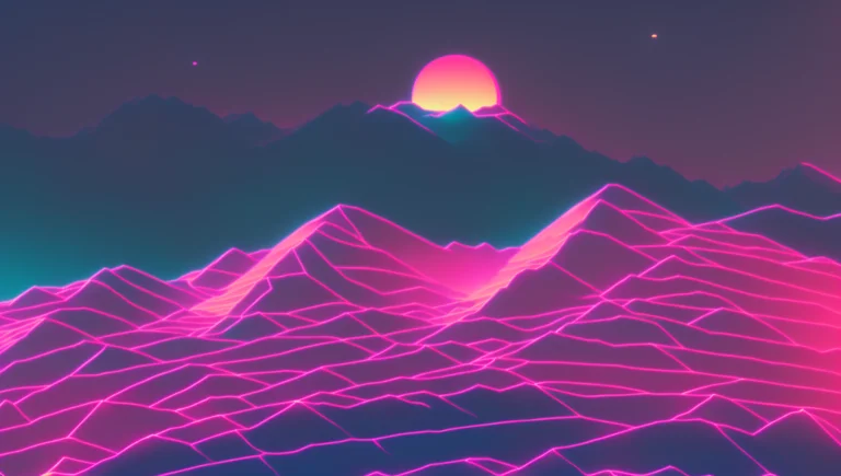 Wireframe Neon Lines, Dark Colors1.2 With Lines Polygonal Mo...