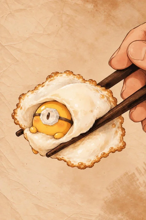 Cover This Image But It Is A Egg With The Yoke Being A Tiny...