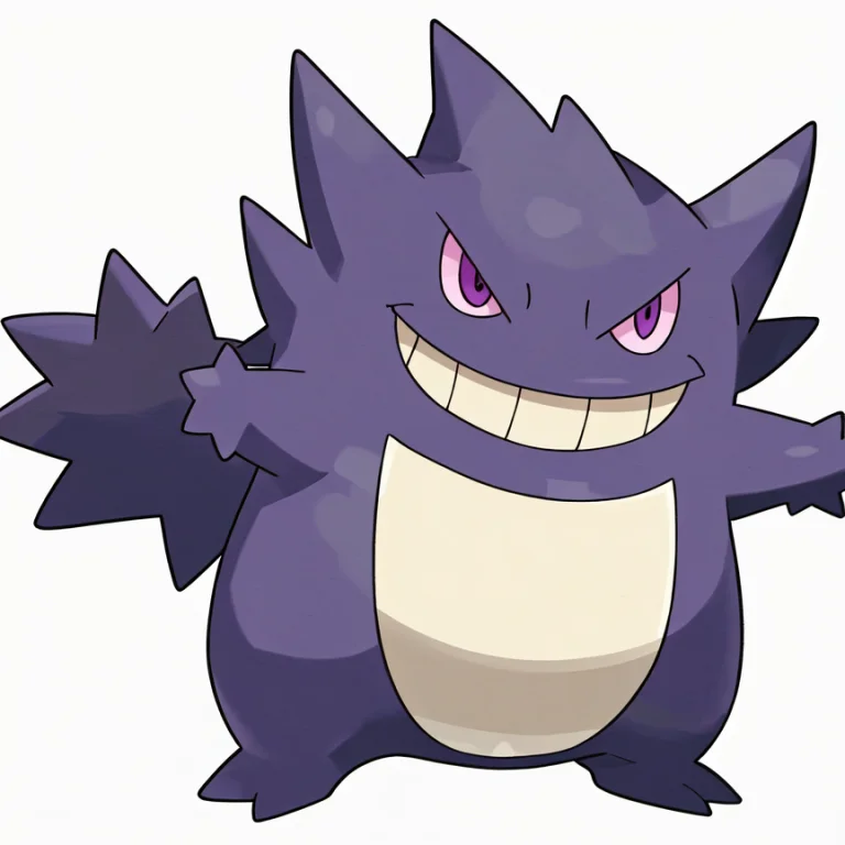 Sugimori Ken Style, Pokemon Creature, Full Body, Gengar, Cle...