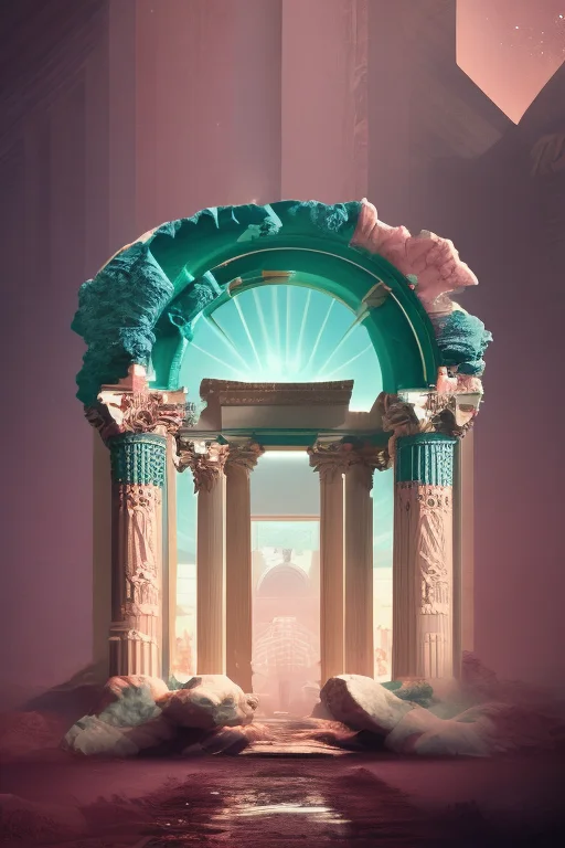A Soft Color Vaporwave Of A  Roman Temple  Minimal Art , Art...