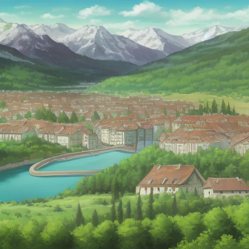 Howlbgs, River, Mountains, A Few Houses