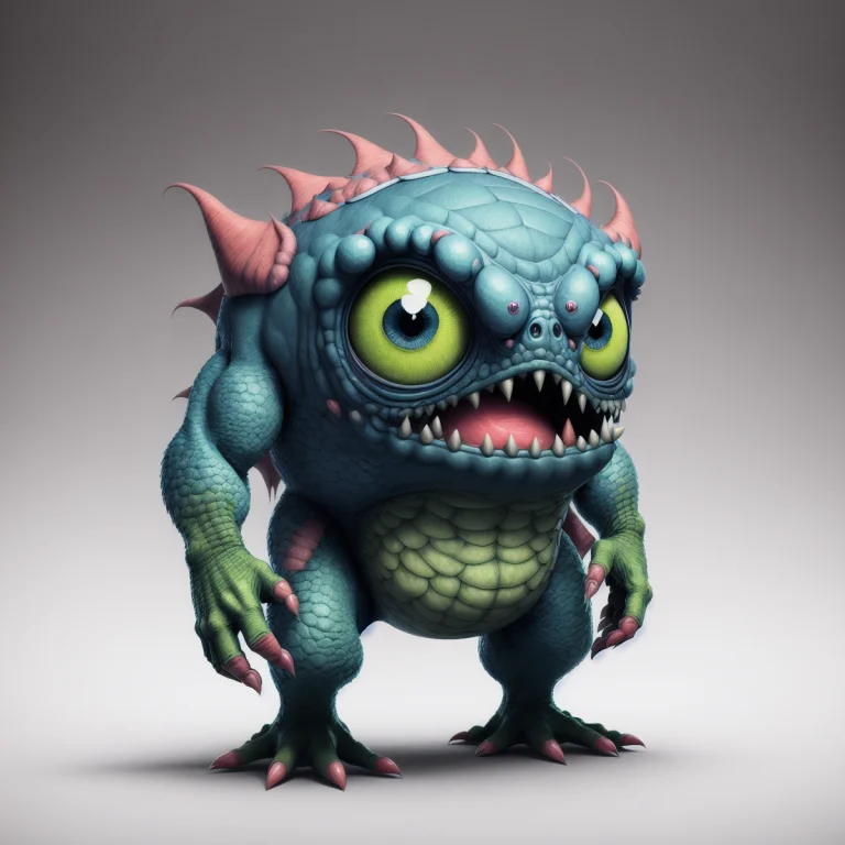 A Fantz Monster Design, Scales, Ultra Detailed, Loracartoonc...