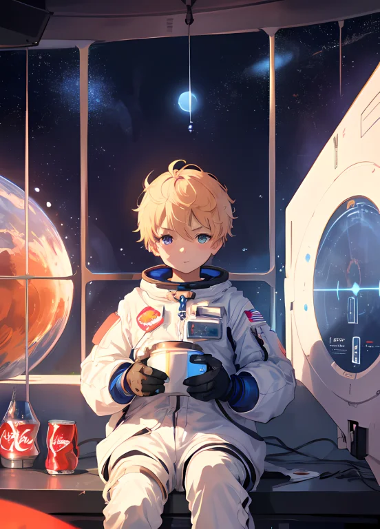 The Young Boy Is Floating Inside A Spacious, High-tech Space...