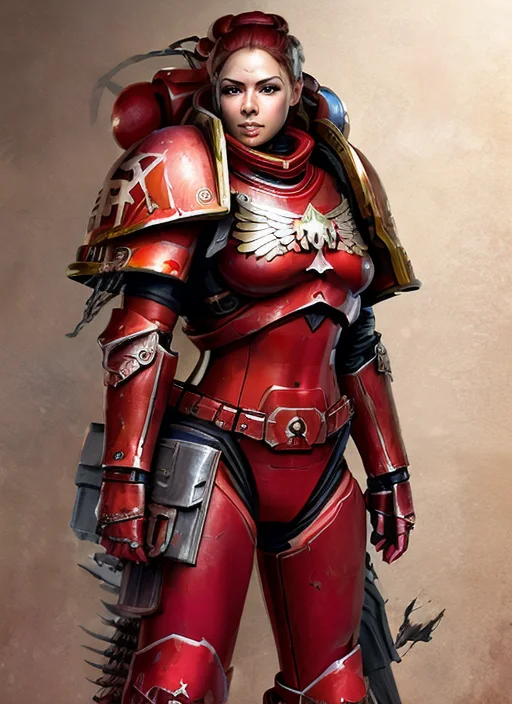A Female Soldier Wearing A Red Armor Loraspybgswh40k1.0, Tk-...