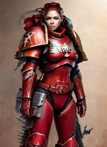 A Female Soldier Wearing A Red Armor Loraspybgswh40k1.0, Tk-... — Stable Diffusion AI Prompt: a female soldier wearing a red armor , tk-char, award winning image, highly deta...