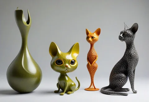 3 Sculptures, A Dog Made Gyroid Shape Morph, A Cat Made Gyro... — SDXL AI Prompt: 3 sculptures, a dog made Gyroid shape morph, a cat made Gyroid shape morph, a mo...