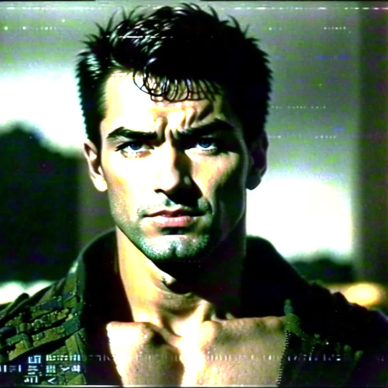 Vhs Footage Analog Style Cyberpunk Portrait Of A Soldier, Be...