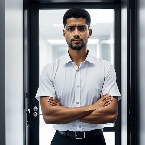 Defiance512 My Boss Standing In An Office Doorway — Stable Diffusion AI Prompt: Defiance512 my boss standing in an office doorway
