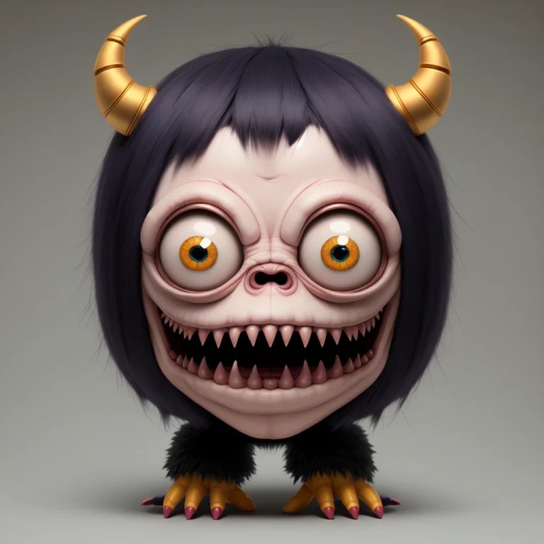 A Fantz Monster Design, Funny, Ultra Detailed, Human Head, D...