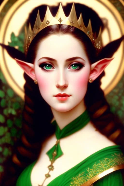 Elven Queen, Elf, Pointy Ears, Closeup, Masterpiece, Blue Ey...