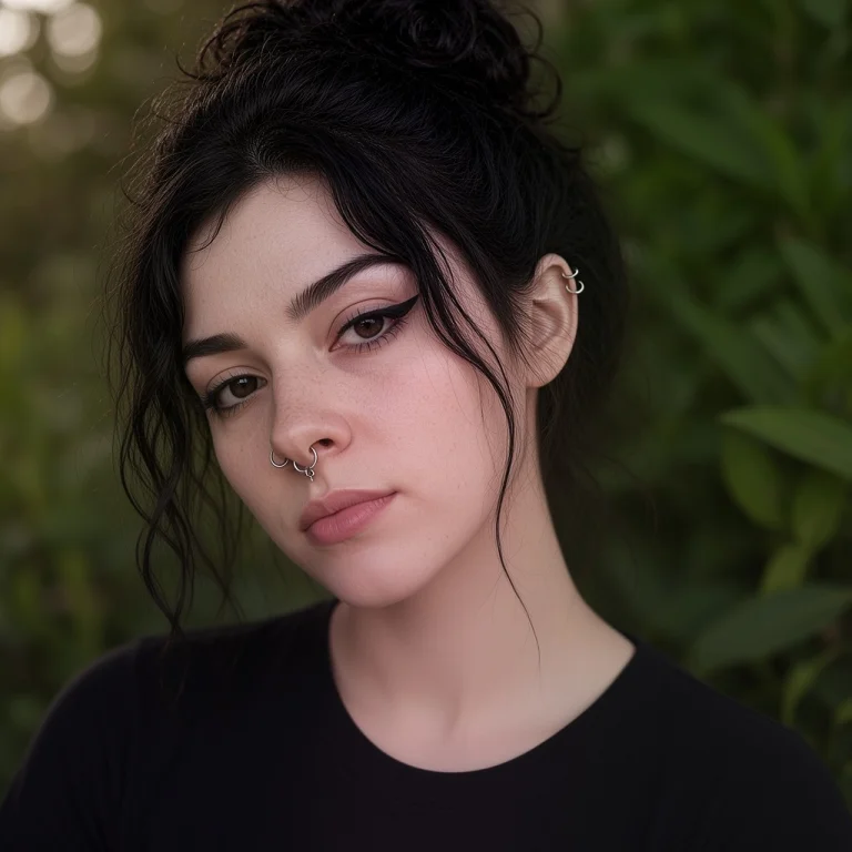 Mvoss Close Portrait Outdoors Near Plants, Black Top, Tattoo...