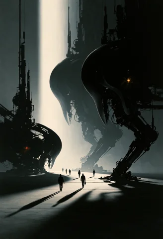 Ta86wistfall, A Vast Futuristic Corridor Or Canyon Of Machin... — Stable Diffusion AI Prompt: ta86_wistfall, a vast futuristic corridor or canyon of machinery rendered in a p...