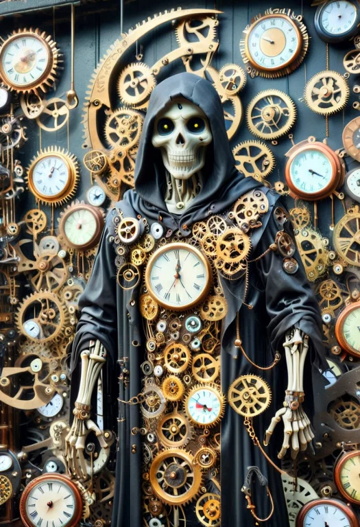 Closeup, Front View, The Grim Reaper In A Back Alley, Black...