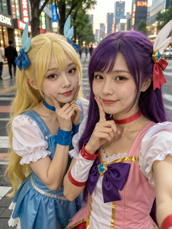 Candid Selfie Of Two Women Cosplaying As Magical Girls Posin...