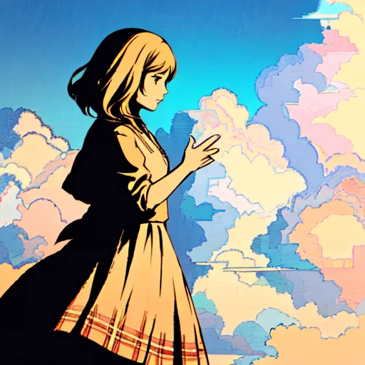 Loramoshimoshibe-style-v11, 1girl, Sky, Clouds