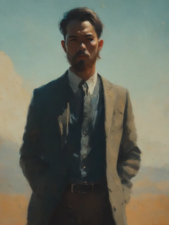 A Painting Of A Man Standing, A Character Portrait, Artstati...