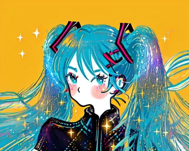 Gooddaygirl, 1girl, Hatsune Miku, Sparkle, Portrait, Simple...