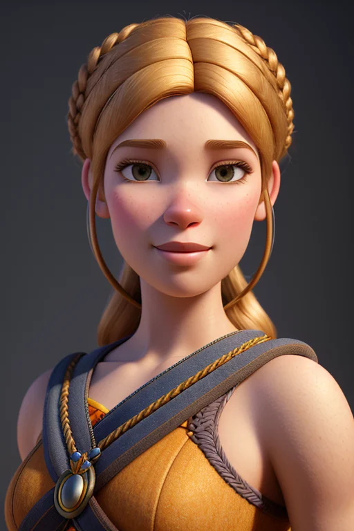 Pixarstyle1.25 A Waist-length Portrait Of A Athena, Blond, 1...