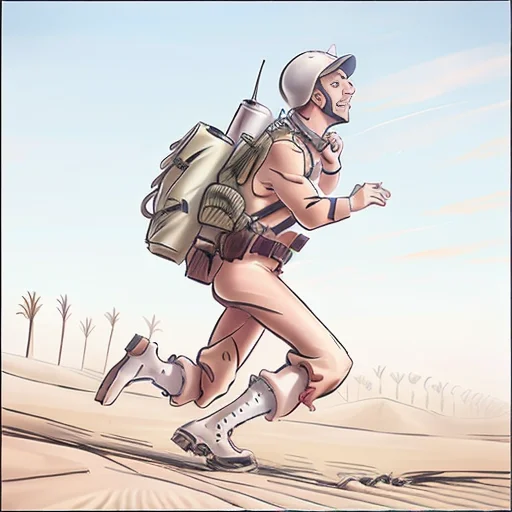 A French Foreign Legion Smiling Private Soldier Running In F...