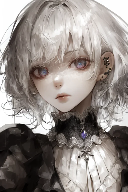 Pilyeon, Short Hair, Looking At Viewer, Choker, Necklace, Pi...