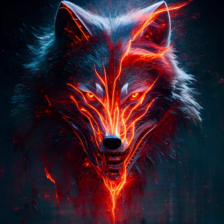 Wolf Made Of Fragmenv2 0.1, Very Detailed, Intrincated, Frag...