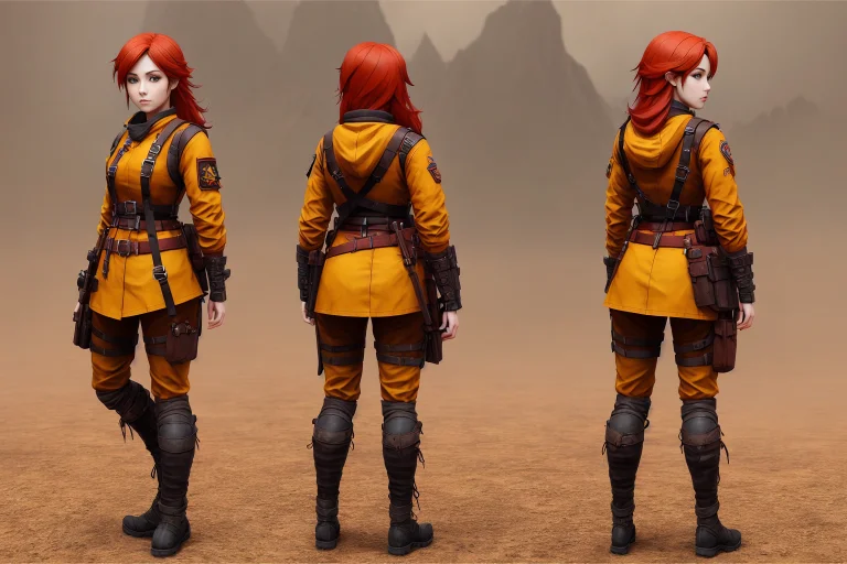 1girl,red Hair,artstation,3d,yellow Eyes,warrior,highly Deta...