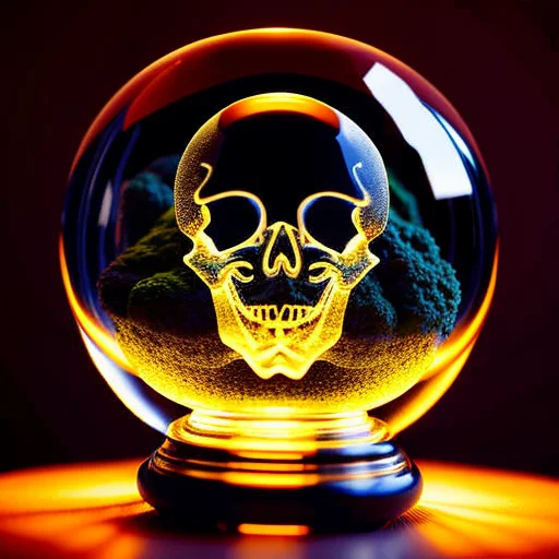 Orbai, A Glass Ball With A Skull Inside