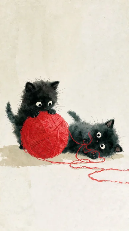 Two Small, Fluffy Charcoal-grey Kittens With Wide, Startled...