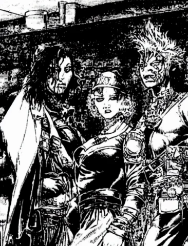 Theoldshadowrunstyles A Punk Bodybuilder Thug, And A Elegant... — Stable Diffusion AI Prompt: TheOldShadowrunStyles a punk bodybuilder thug, and a elegant cyberware woman in...
