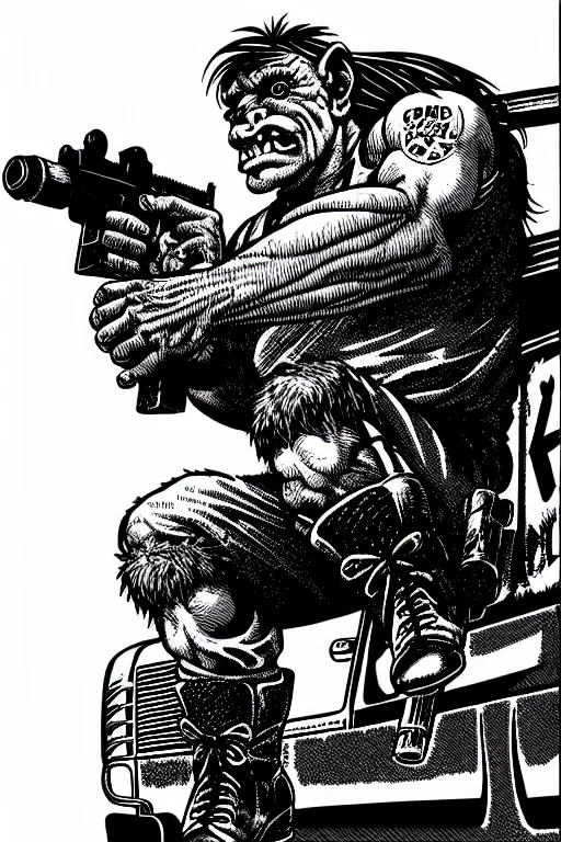 Theoldshadowrunstyles1.0 A Cyberpunk Troll Holding A Gun, On...
