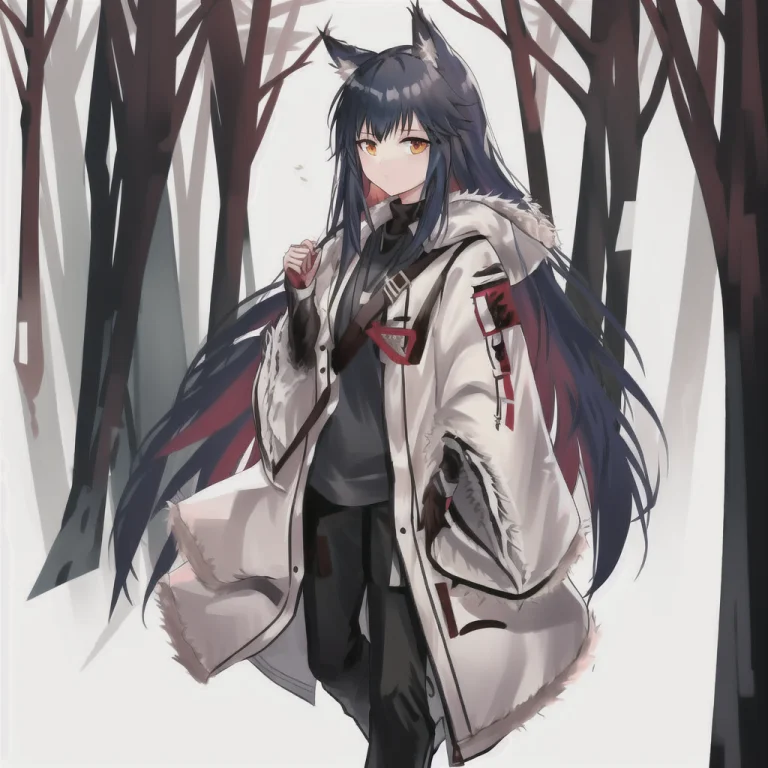 1girl, Solo, Animal Ears, Looking At Viewer, Wolf Ears, Open...
