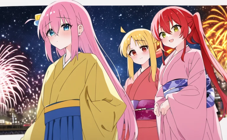 Night Sky, 4girls, Kitaikuyo Bocchi Ijichinijika, Ink, Water...