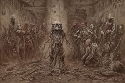 Cranial Bleeding, Leeches Train The Living Cursed Are Those... — Stable Diffusion AI Prompt: Cranial bleeding, leeches train the living Cursed are those who speak its name R...