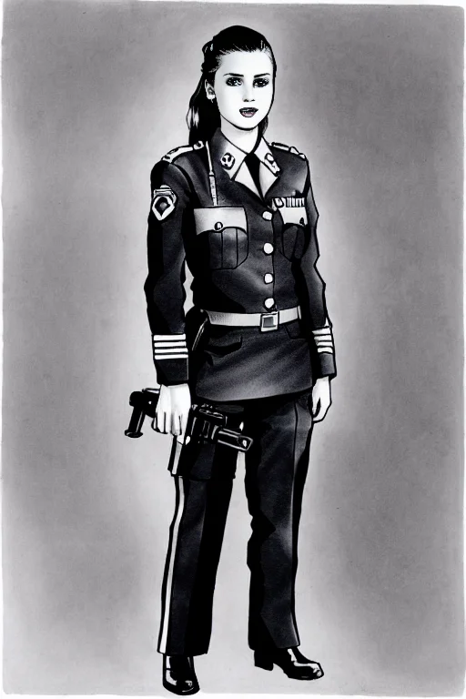 Therpgchargenesafart 1girl Holding A Gun In A Uniform