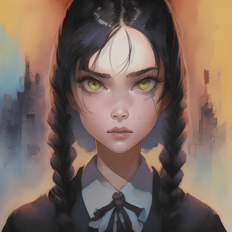 Masterpeice, Best Quality, A Face Wednesday Addams Art By Gr...