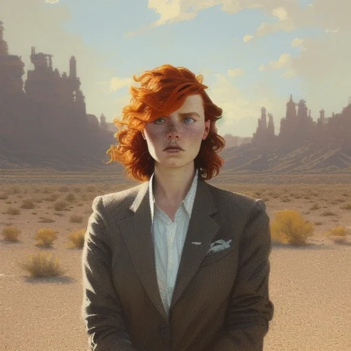 Cmodel, Bust Portrait Of A Businesswoman, In The Desert, Red...