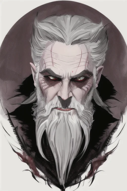 Male Vampire, Old, Evil, Showing Fangs, Long Beard Detailed,...
