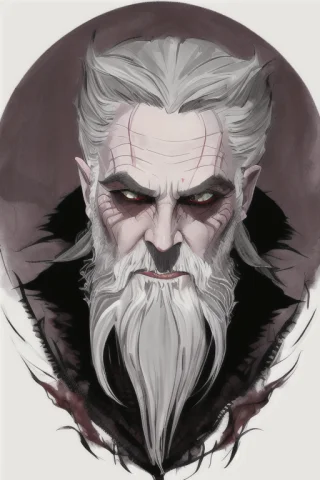 Male Vampire, Old, Evil, Showing Fangs, Long Beard Detailed,... — Stable Diffusion AI Prompt: male vampire, old, evil, showing fangs, long beard detailed, intricate (RFKTR_si...