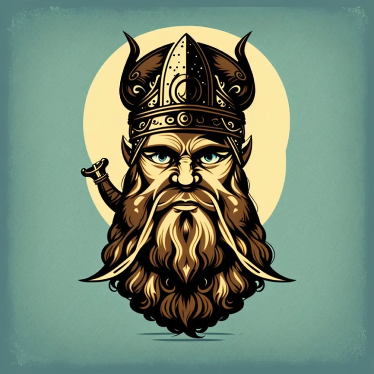 Viking Man Head With Long Beard, In Printdesign Style