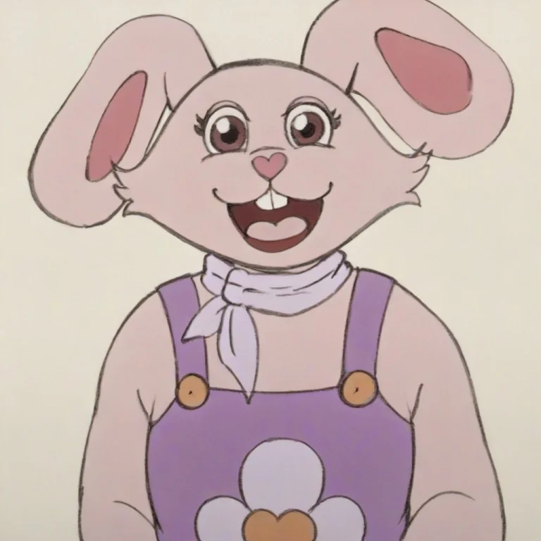 Female, Anthro Bunny, Pink Body, Purple Overalls, Ascot, 1gi...